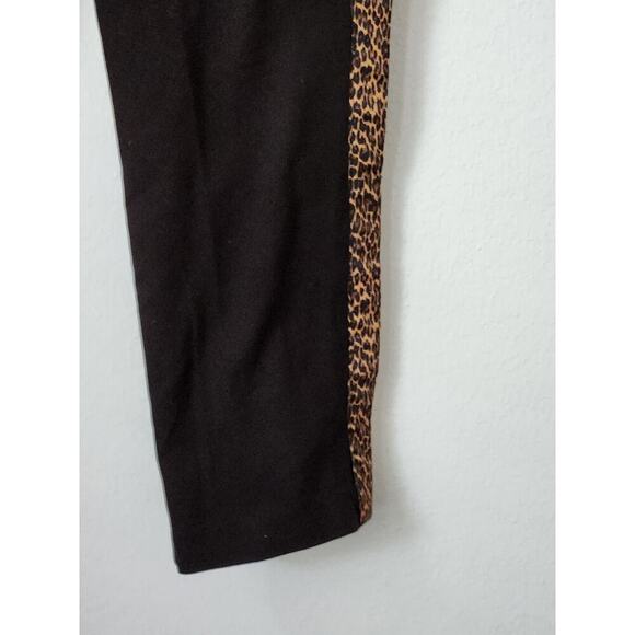 Zara Basic black leopard print ankle‎ pants women M tuxedo style tapered - Picture 6 of 6
